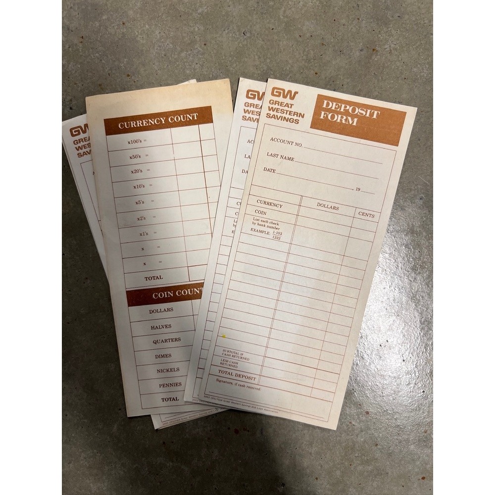 Vintage Great Western Savings Deposit Slips and Currency Count Forms Ephemera 5